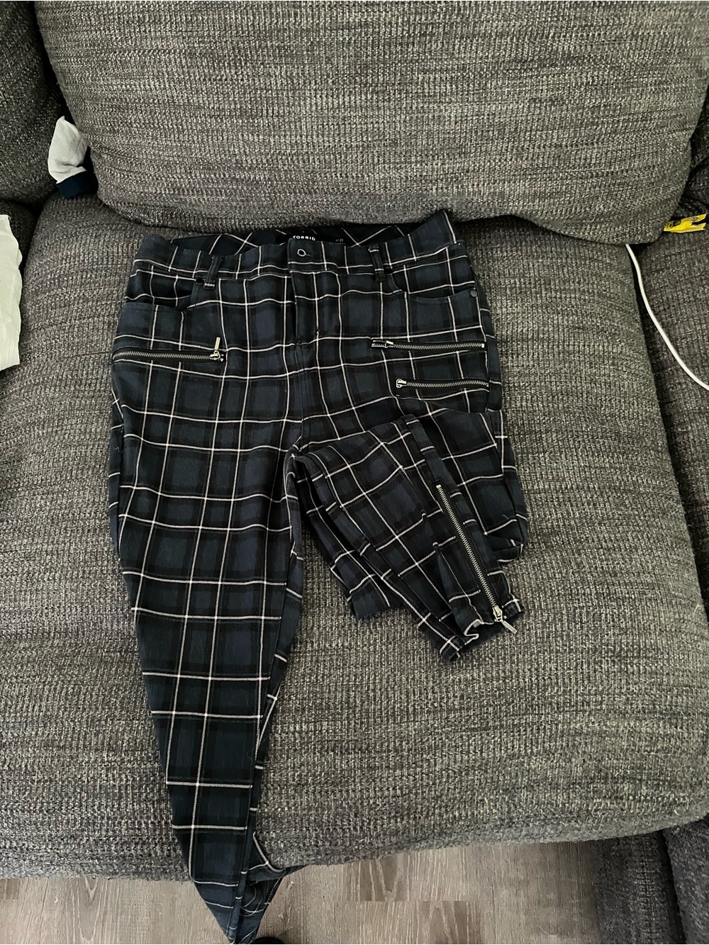 torrid Black and White Plaid Ankle Pants